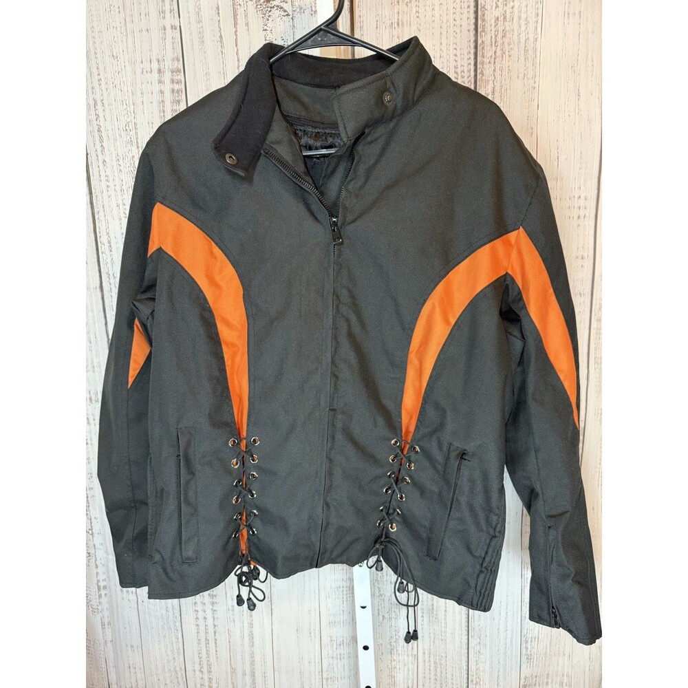 Vance Textiles Women’s Motorcycle Jacket Lined Black Orange 3XL